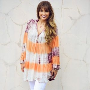 Tie Dye Tunic blouse with cut out back